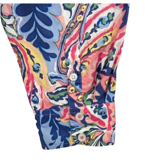 Talbots Pink Blue Paisley Print Button-up Blouse Top, Size Small, Color-block - Picture 5 of 8